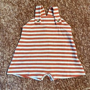 Kate Quinn baby overall shorts red and white striped